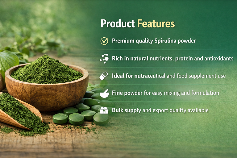 Spirulina powder features